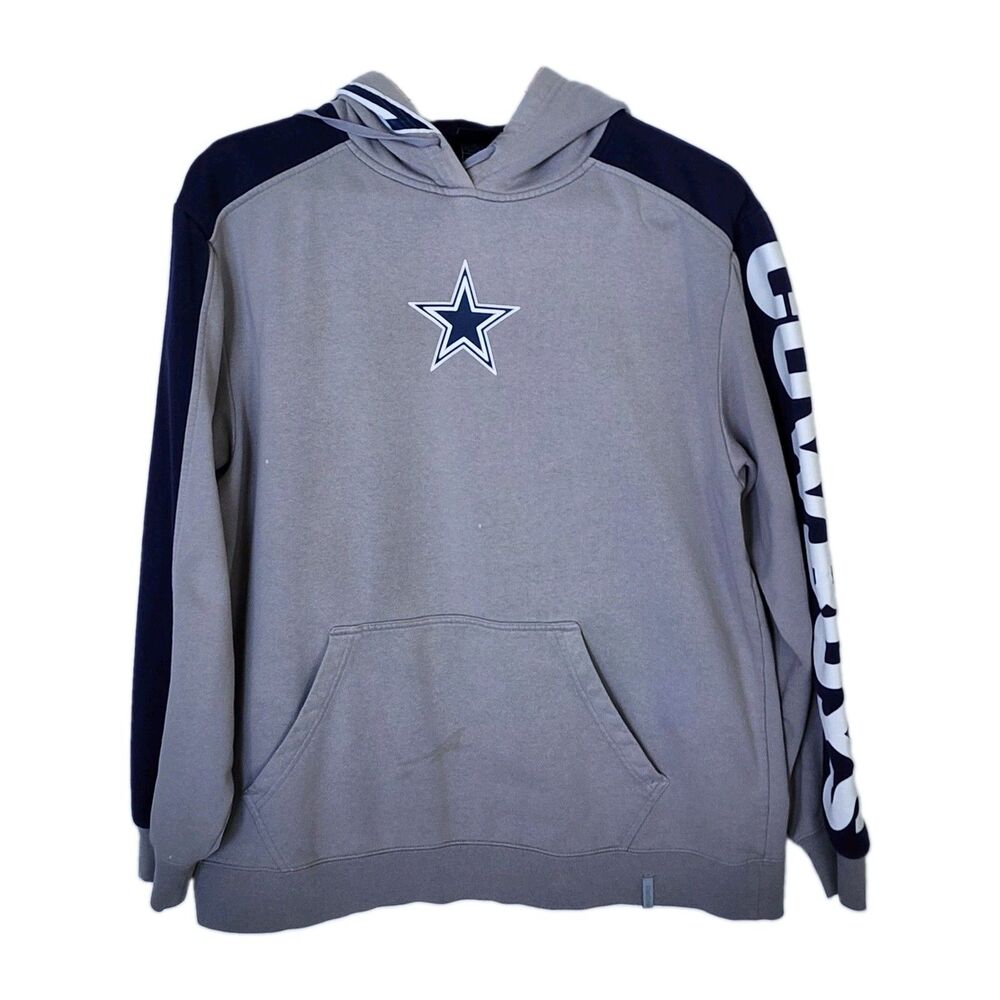 Reebok NFL Dallas Cowboys Hoodie Sweatshirt Mens Large Gray Blue Pocket